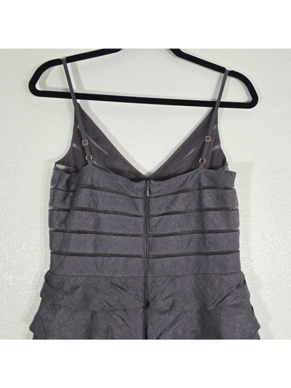Adrianna Papell Occasions Ruffle Cocktail Dress Women Size 8 Gray Tiered Party - Picture 6 of 8